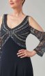 Cold-Shoulder Beaded-Bodice Long MOB Dress JKA-5278
