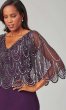 Mother-of-the-Bride Long Dress with Sequined Cape JKA-5409