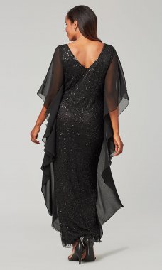Sequin Black Long Mother-of-the-Bride Dress JKA-5463