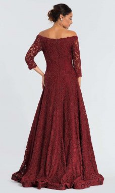 Burgundy Red Lace Mother-of-the-Bride Dress JO-52145