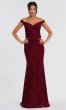 Glitter-Lace Long MOB Off-the-Shoulder Dress JO-53208