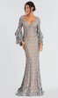 Long Silver Lace Mother-of-the-Bride Dress JO-57048