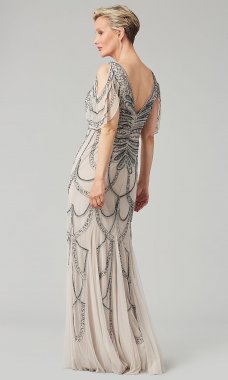 Vintage-Inspired Grey Long Beaded MOB Formal Dress JU-MC-262476MC