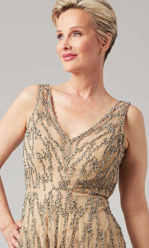 Long V-Neck Sleeveless Mother-of-the-Bride Dress JU-MC-262501MC
