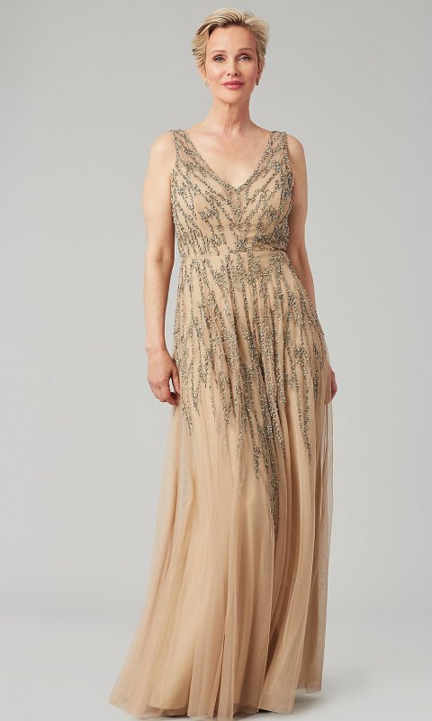Long V-Neck Sleeveless Mother-of-the-Bride Dress JU-MC-262501MC