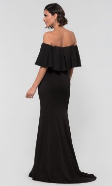 Flounce Off-the-Shoulder Long MOB Dress by KL-200017m