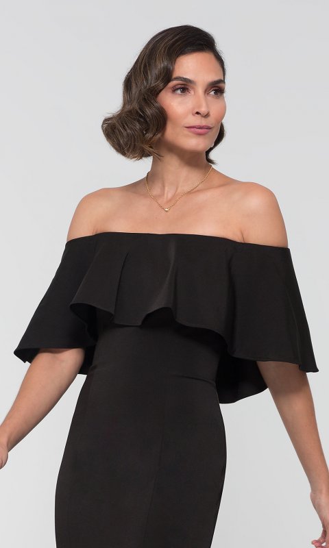 Flounce Off-the-Shoulder Long MOB Dress by KL-200017m