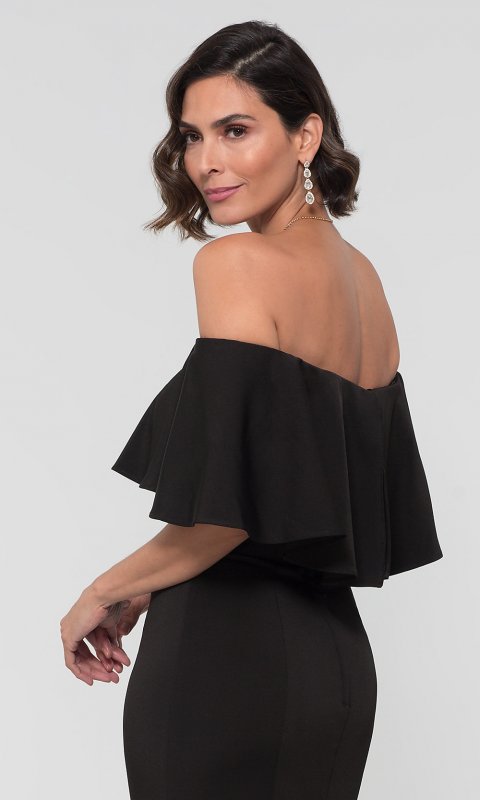 Flounce Off-the-Shoulder Long MOB Dress by KL-200017m