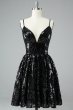 Glitter Black Lace Sequins Homecoming Dress E202283193