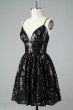 Glitter Black Lace Sequins Homecoming Dress E202283193
