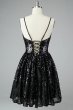 Glitter Black Lace Sequins Homecoming Dress E202283193