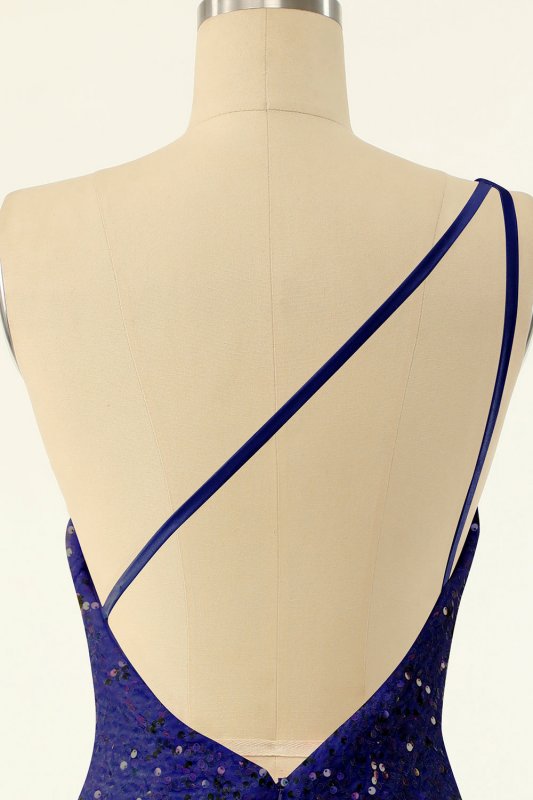 Royal Blue One Shoulder Sequins Tight Homecoming E202283197