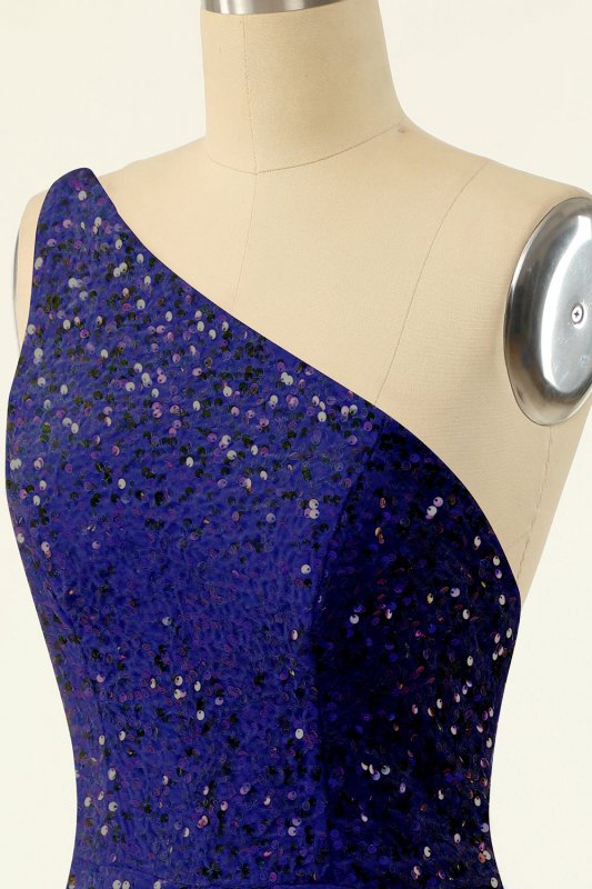 Royal Blue One Shoulder Sequins Tight Homecoming E202283197