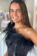 Bodycon One Shoulder Black Sequins Homecoming Dress with Feather E202283204