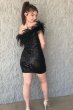 Bodycon One Shoulder Black Sequins Homecoming Dress with Feather E202283204