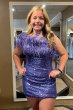 Bodycon One Shoulder Black Sequins Homecoming Dress with Feather E202283204