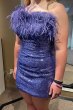 Bodycon One Shoulder Black Sequins Homecoming Dress with Feather E202283204