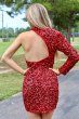 Sheath One Shoulder Black Sequins Short Homecoming Dress E202283202