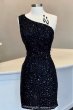 Sheath One Shoulder White Sequins Short Homecoming Dress E202283201