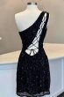 Sheath One Shoulder White Sequins Short Homecoming Dress E202283201