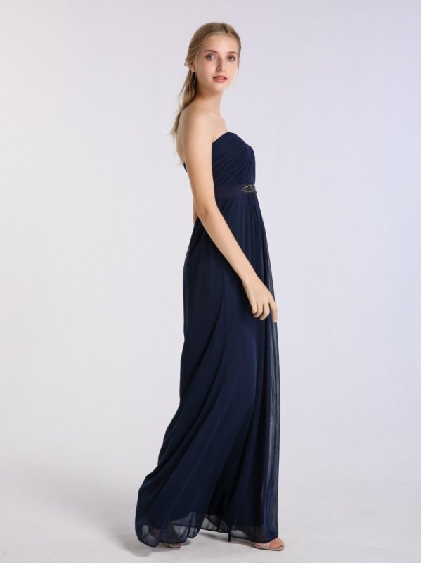 Embellished-Waist Long Mesh Bridesmaid Dress AB202065