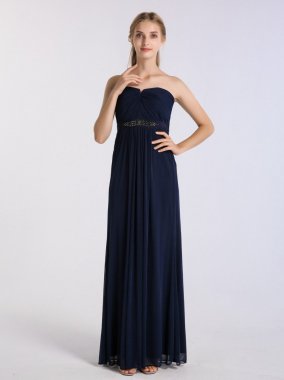 Embellished-Waist Long Mesh Bridesmaid Dress AB202065