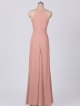 Gathered Waist Long Sheath Jersey Bridesmaid Dress AB202076