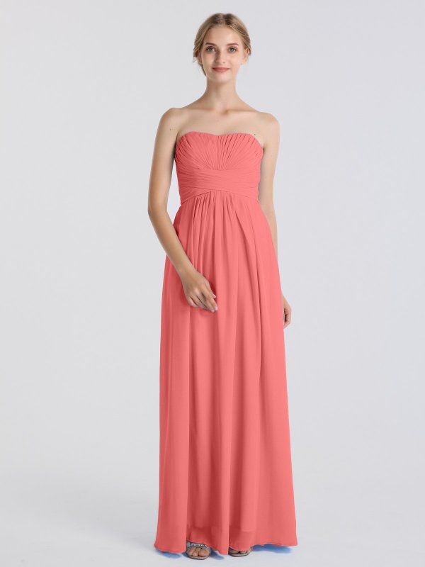 Strapless A-line Chiffon Bridesmaid Dress with Pleated Bodice AB202150