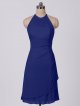 Short Pleated Hater Neck Mesh Dress with Side Cascade AB202139