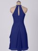 Short Pleated Hater Neck Mesh Dress with Side Cascade AB202139
