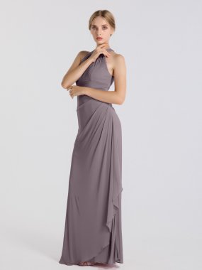 Long Illusion Halter Neck Mesh Bridesmaid Gown AB202096