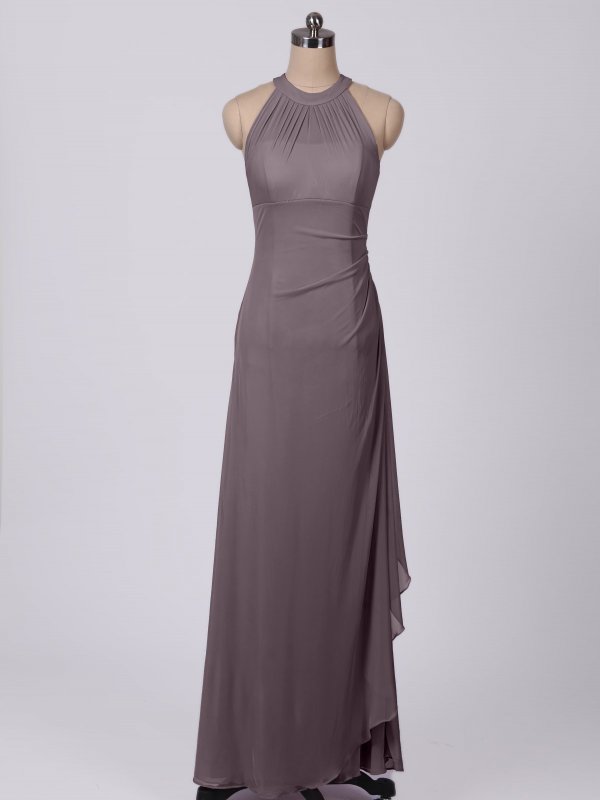 Long Illusion Halter Neck Mesh Bridesmaid Gown AB202096