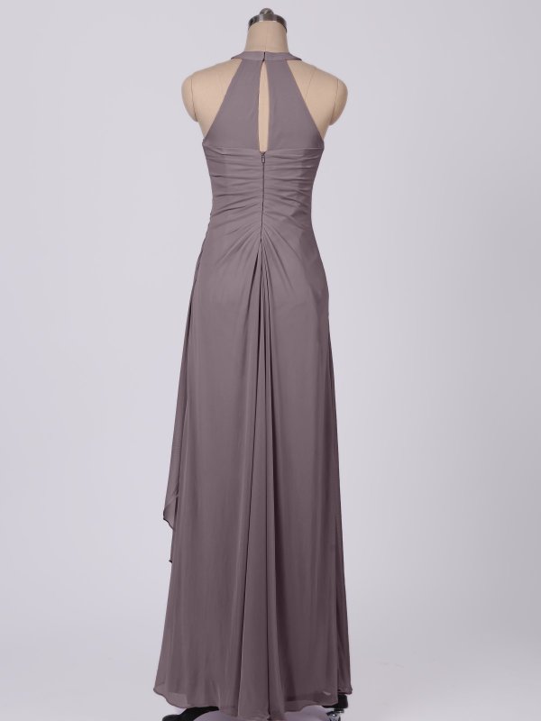 Long Illusion Halter Neck Mesh Bridesmaid Gown AB202096