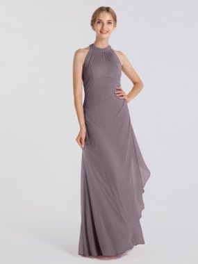 Long Illusion Halter Neck Mesh Bridesmaid Gown AB202096