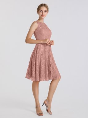 Sleeveless Short Scoop Neckline Metallic Lace Bridesmaid Dress AB202147