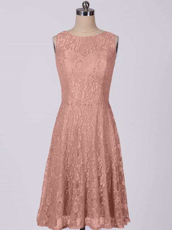 Sleeveless Short Scoop Neckline Metallic Lace Bridesmaid Dress AB202147