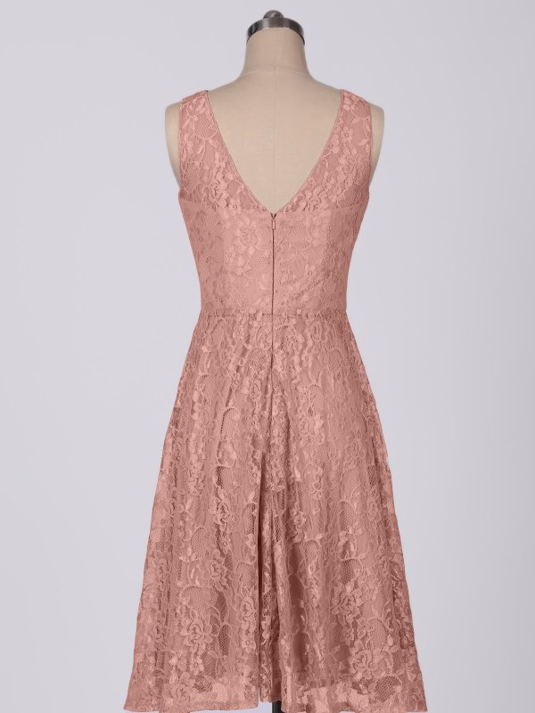 Sleeveless Short Scoop Neckline Metallic Lace Bridesmaid Dress AB202147