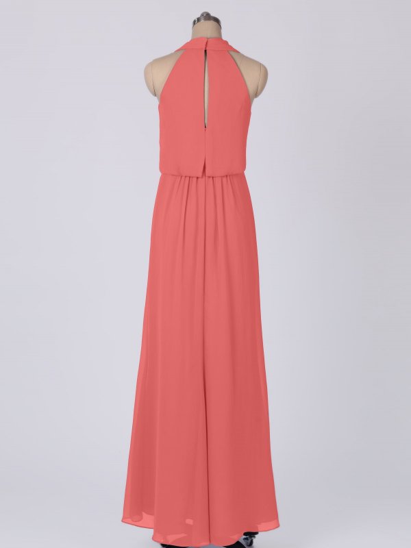 Long Crinkle Chiffon A-line Front Cowl Neckline Bridesmaid Dress AB202093
