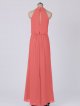 Long Crinkle Chiffon A-line Front Cowl Neckline Bridesmaid Dress AB202093