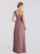 Long One Shoulder Asymmetric Neckline Mesh Bridesmaid Dress AB202099