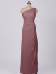 Long One Shoulder Asymmetric Neckline Mesh Bridesmaid Dress AB202099