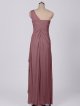 Long One Shoulder Asymmetric Neckline Mesh Bridesmaid Dress AB202099