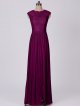 Long Bateau Neck Metallic Lace and Mesh Dress with Cap Sleeve AB202090