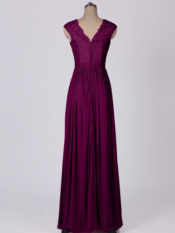 Long Bateau Neck Metallic Lace and Mesh Dress with Cap Sleeve AB202090