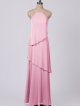Long Waterfall Tier Halter Neck Soft Mesh Bridesmaid Dress AB202114