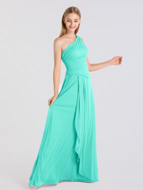 One-Shoulder Georgette Cascade Mesh Bridesmaid Dress AB202127