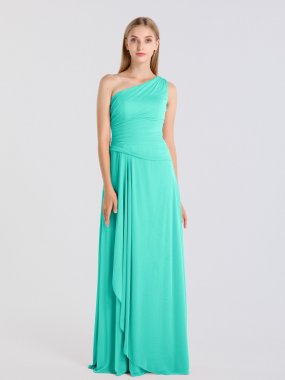 One-Shoulder Georgette Cascade Mesh Bridesmaid Dress AB202127