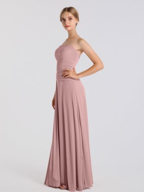 Strapless Cascade Long Mesh Asymmetrical Ruching Bridesmaid Dress AB202151