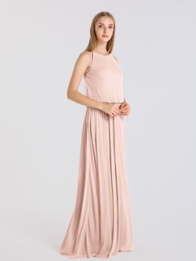 Blouson High-Neck Mesh Bridesmaid Dress AB202057