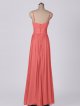 Spaghetti Strap Ruched Waist Mesh Bridesmaid Dress with Slit AB202149